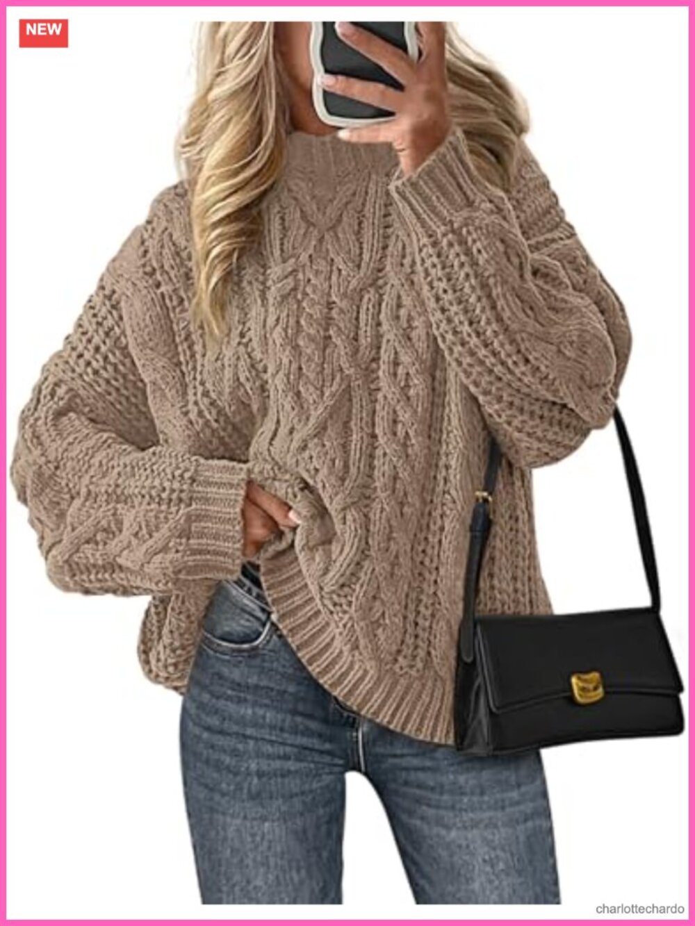 Womens Oversized Chunky Knit Fall Cable Sweater Crew Neck Long Sleeve Pullover